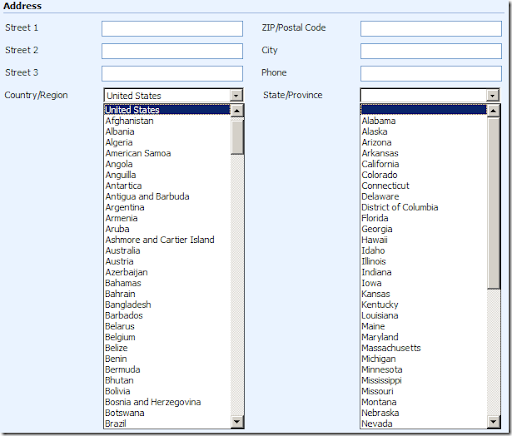 Country state city list csv download option